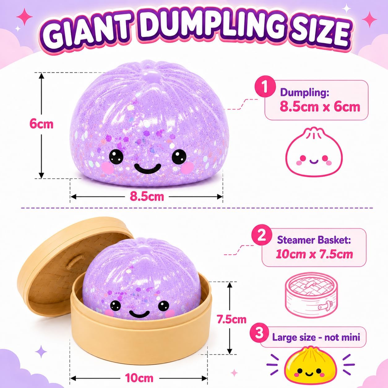 8.5cm Chunky Glitter Dumpling Toy