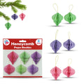 8cm Honey Comb Mixed Paper Baubles with golden string- 6PK
