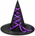 Black Halloween Witch Hat with Colourful Ribbon 40cm Tall