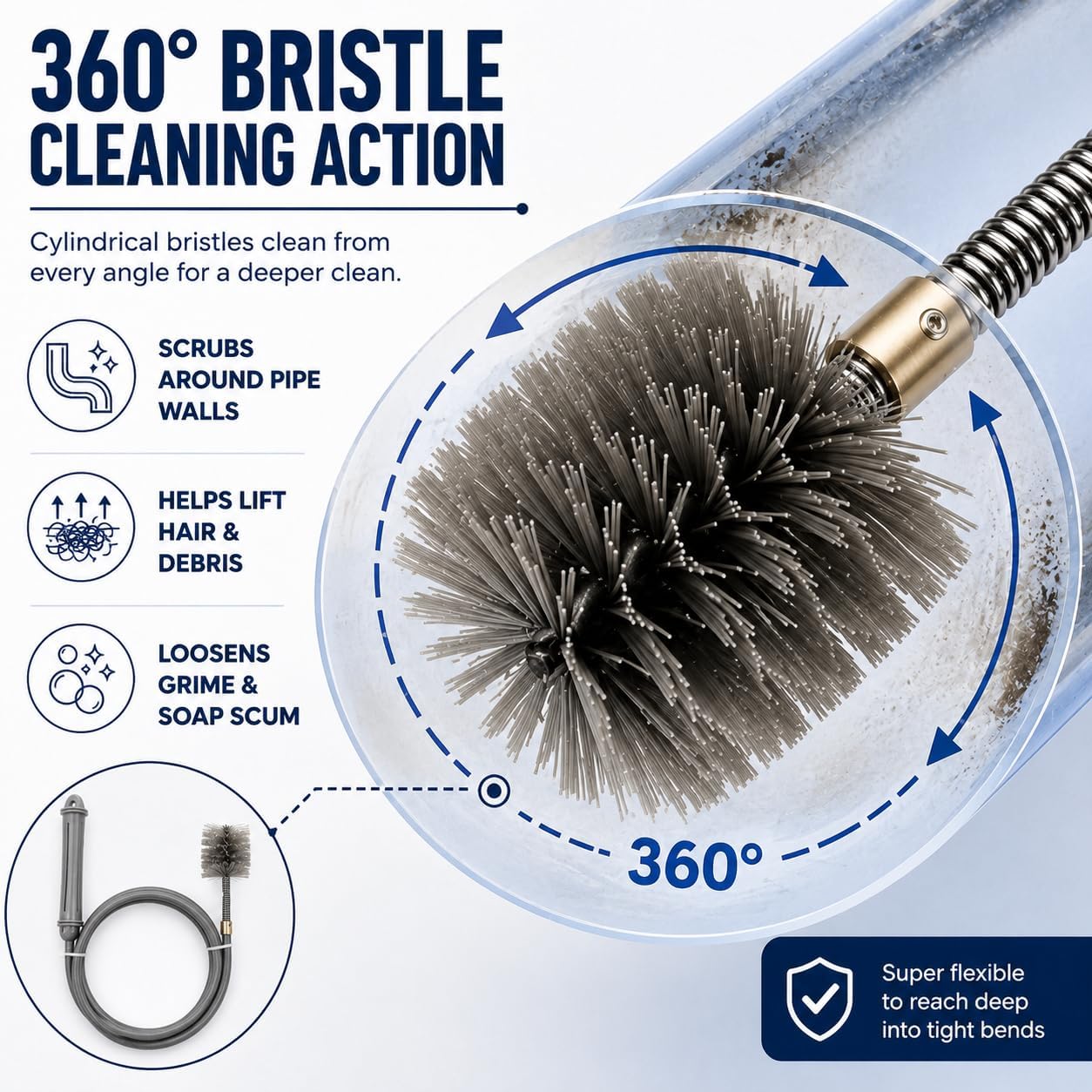 1.5M Long Drain Grime Removing Brush