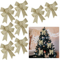 Gold Glitter Christmas Decoration Bows 16cm