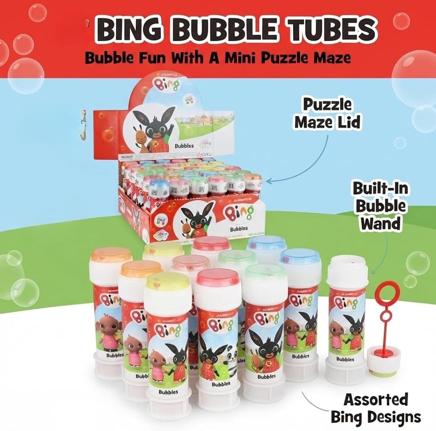 Bing 12Pcs Bubble Tubes with Wand