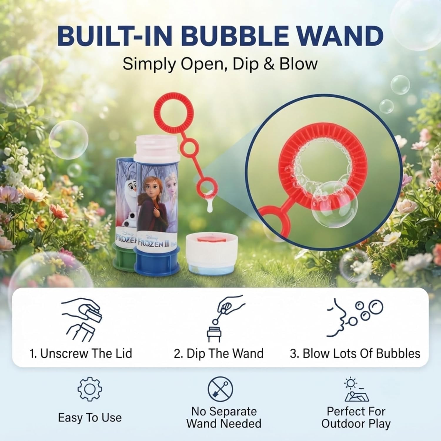 Frozen II 12Pcs Bubble Tubes with Wand