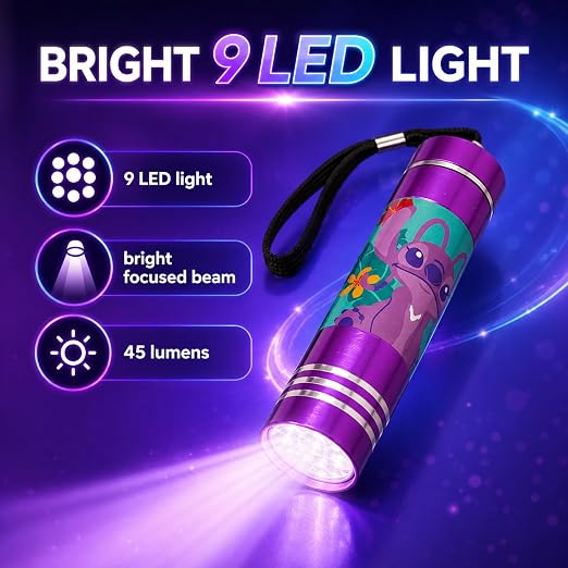 Disney Stitch 9 LED Mini Pink Flashlight 8.7cm