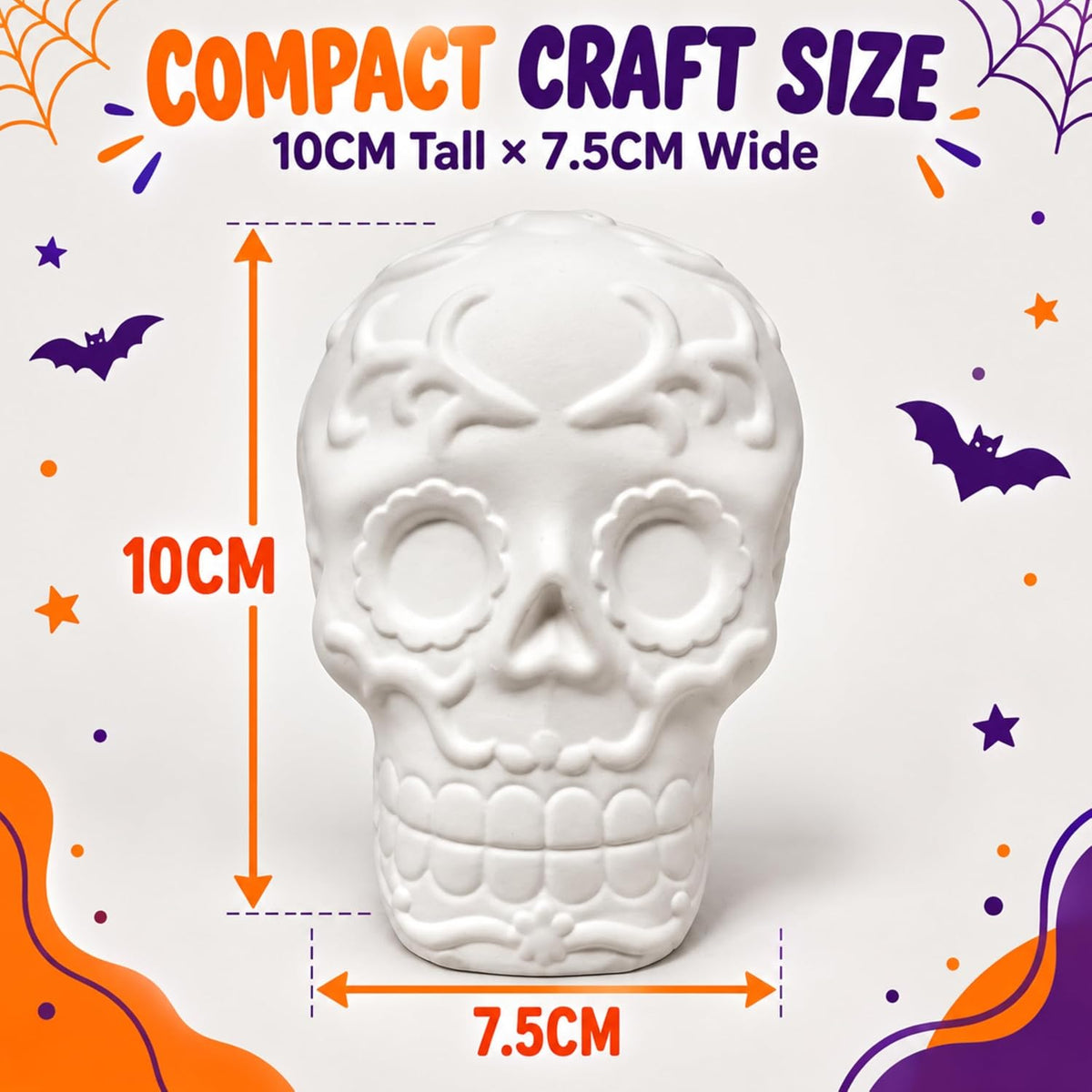 8PCs Halloween Paint Your Own Plaster Skull Craft Kit