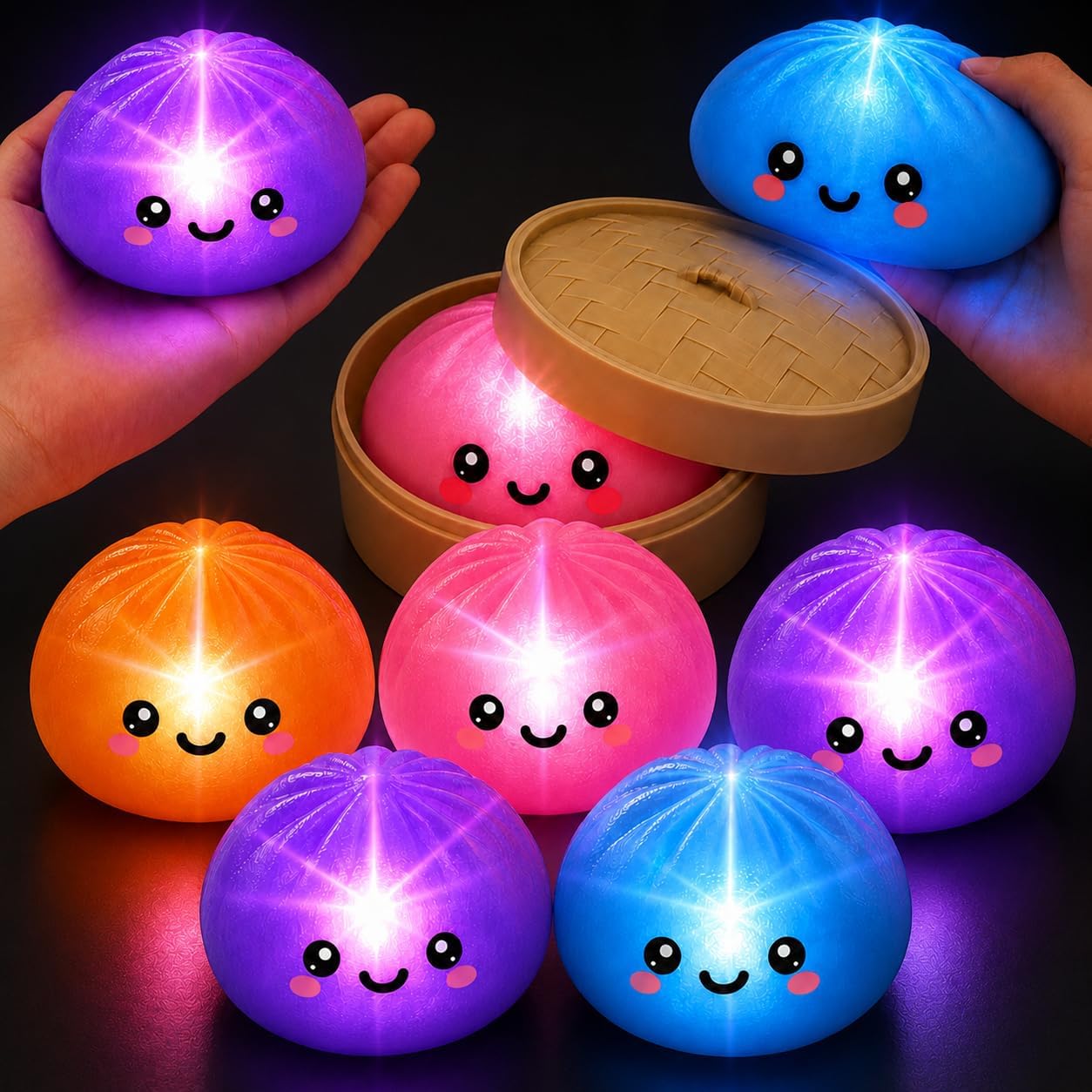 8.5cm Light-Up Squishy Dumpling Toy