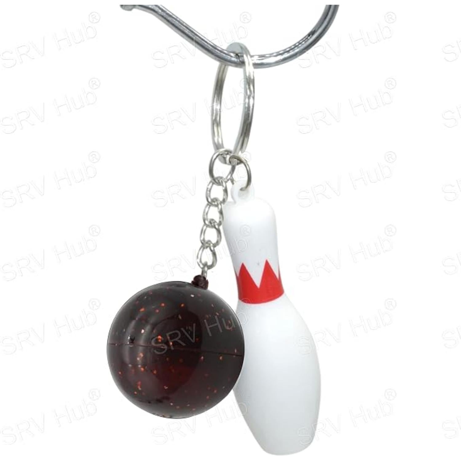 Bowling Pin Attached Ball Keyring - Assorted