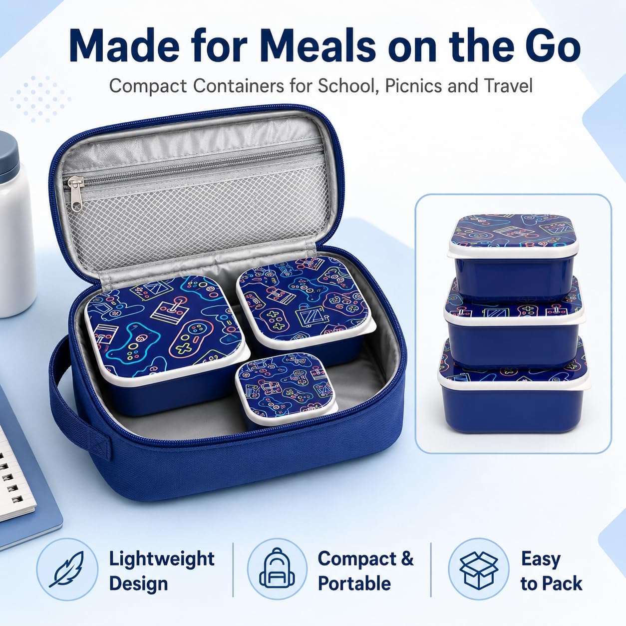 3pc School Kids Lunch Box Set
