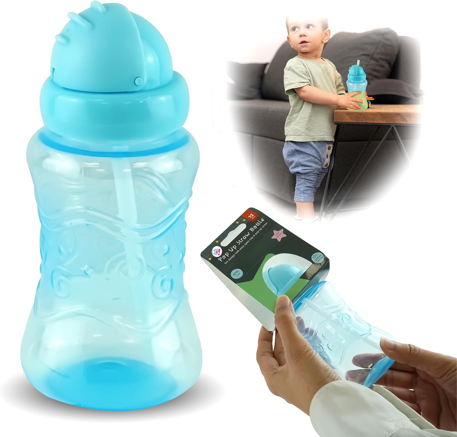 300ml Baby Sippy Cup with Pop-Up Straw 12+m