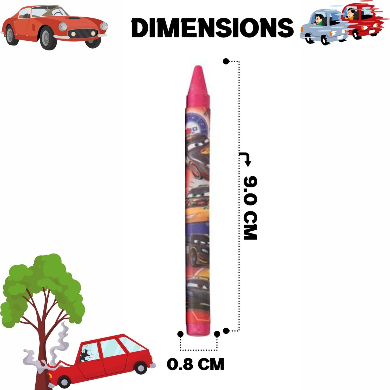 Wax Colouring Crayons Crafts 24 Pack Art Supplies Cars Black