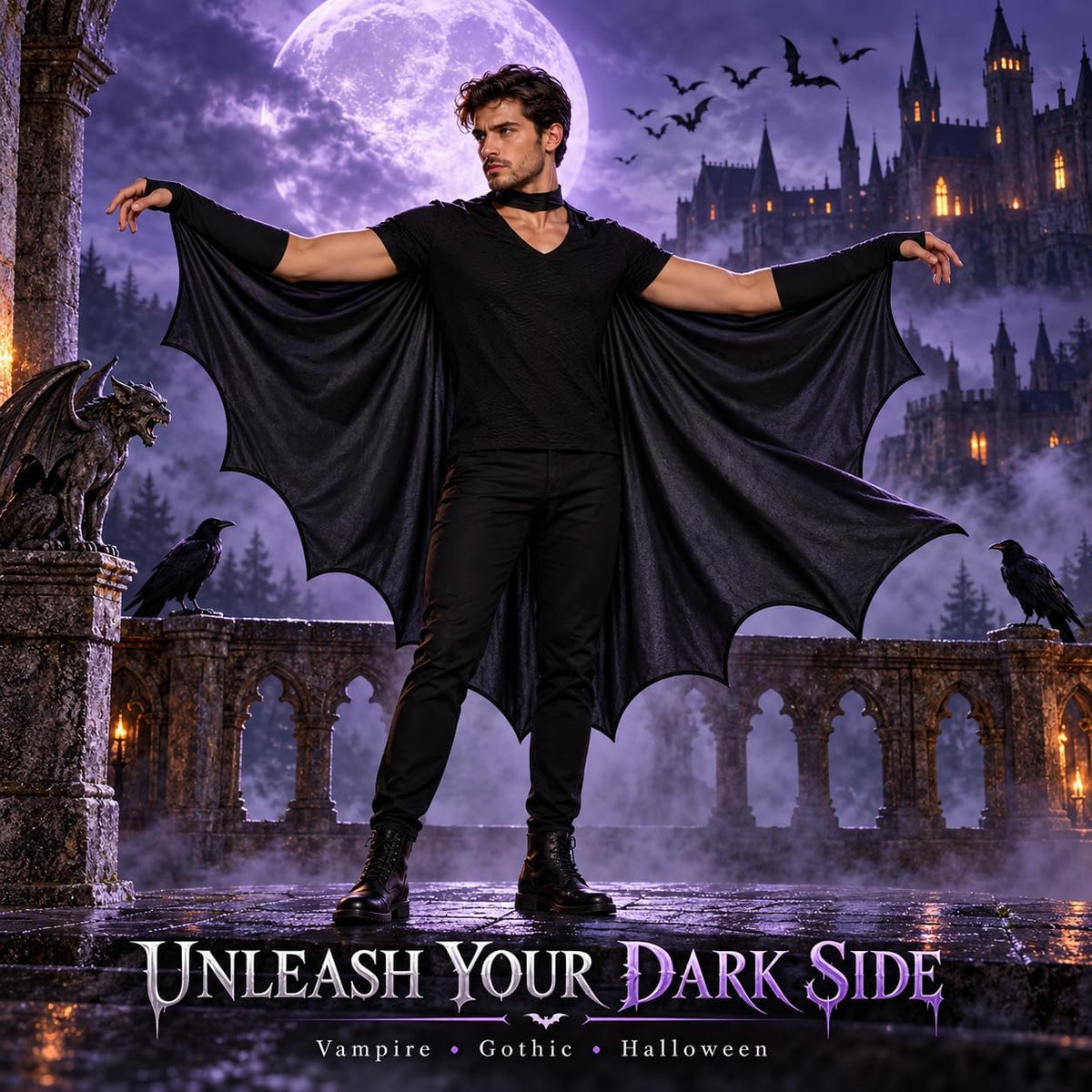 Halloween Bat Cape for Adults 172cm