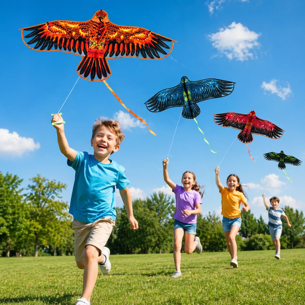1.2m x 60cm Flying Eagle Kite with 30m String 1x Random