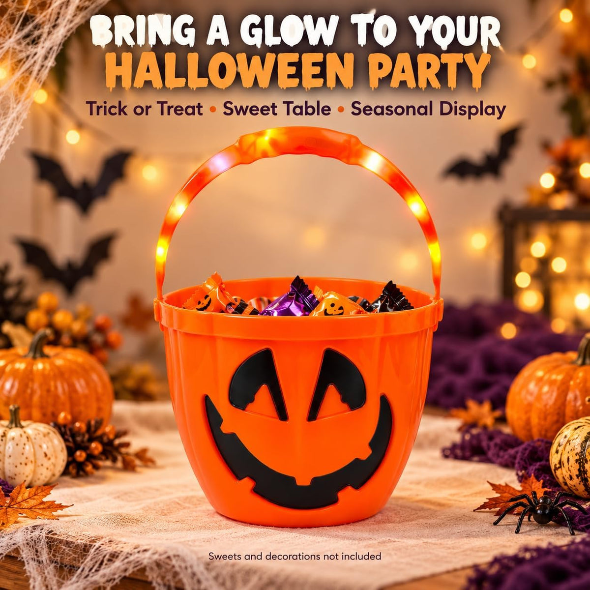 30cm Halloween Light Up Treat Bucket