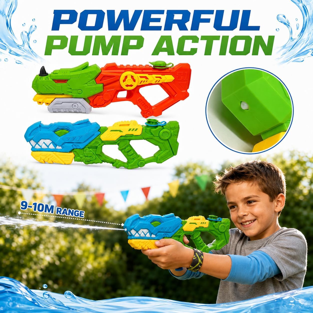 51cm Dinosaur 1000ml Water Blaster 9-10M Range