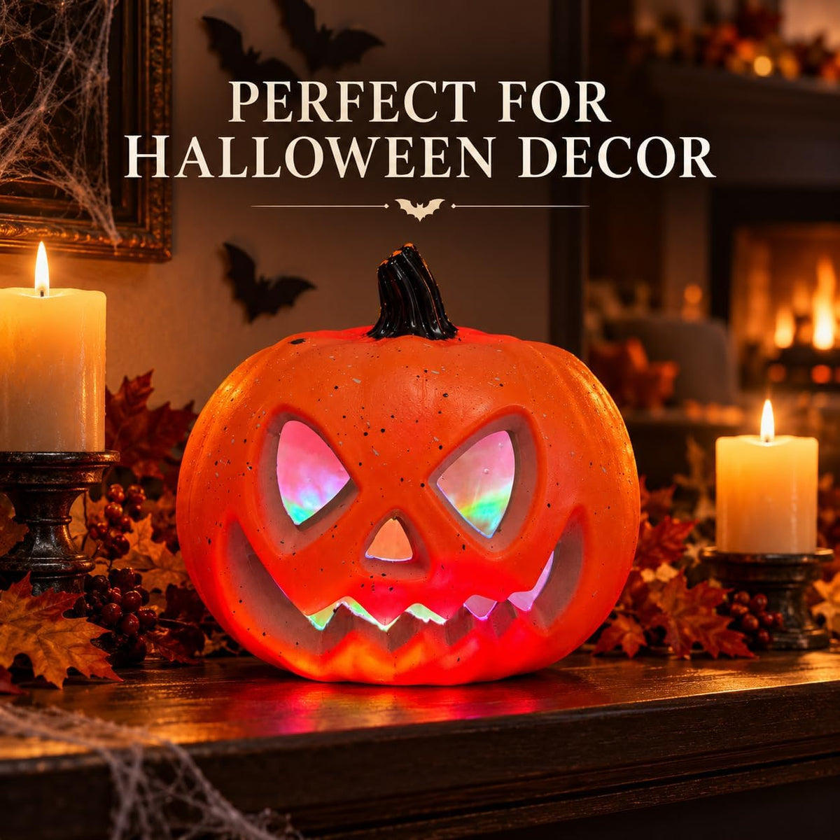 Halloween Pumpkin LED Light Up Decoration 20cm