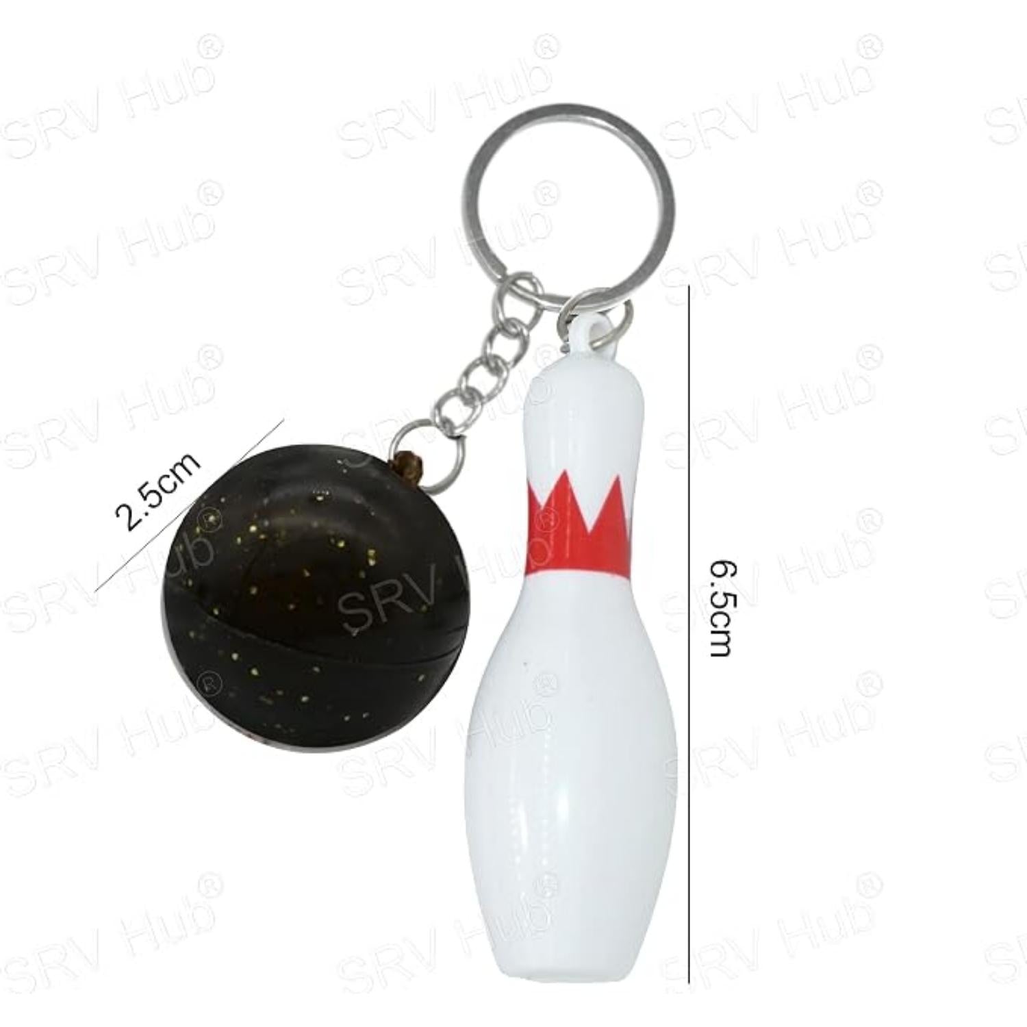 Bowling Pin Attached Ball Keyring - Assorted