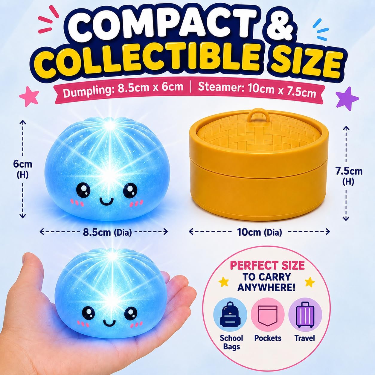 8.5cm Light-Up Squishy Dumpling Toy