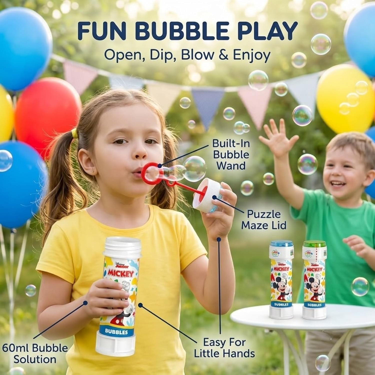 Mickey Mouse 12Pcs Bubble Tubes with Wand