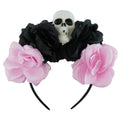 Day Of The Dead Headband Pink Roses Skull Easy To Scary All One Size Glittered