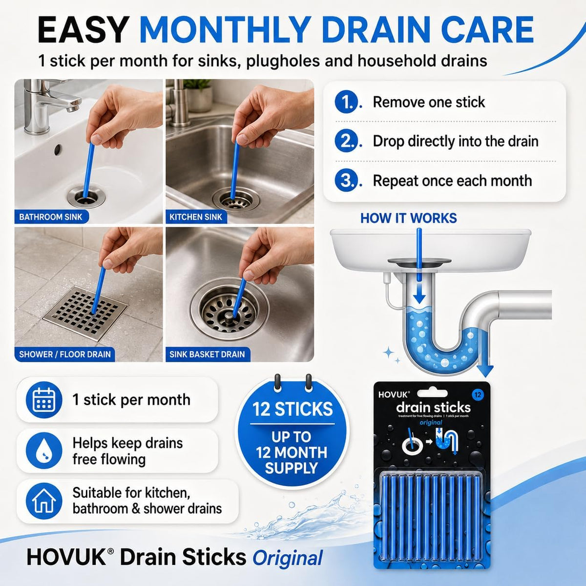 Drain Cleaning Sticks 12PK