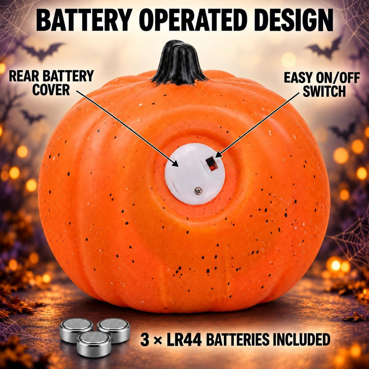 Halloween Pumpkin LED Light Up Decoration 20cm