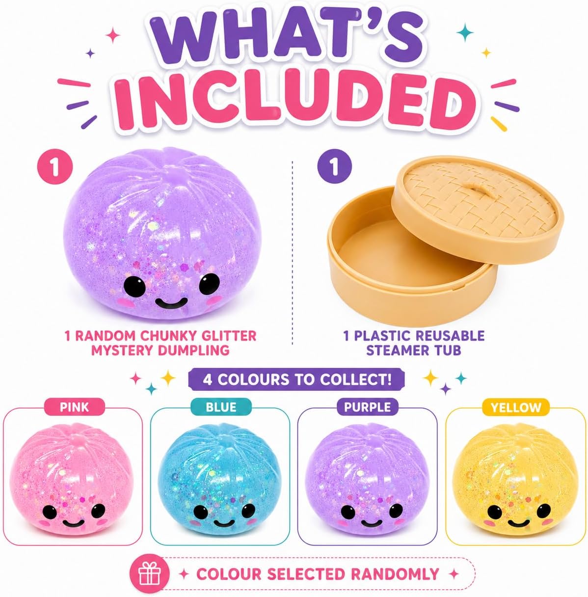 8.5cm Chunky Glitter Dumpling Toy