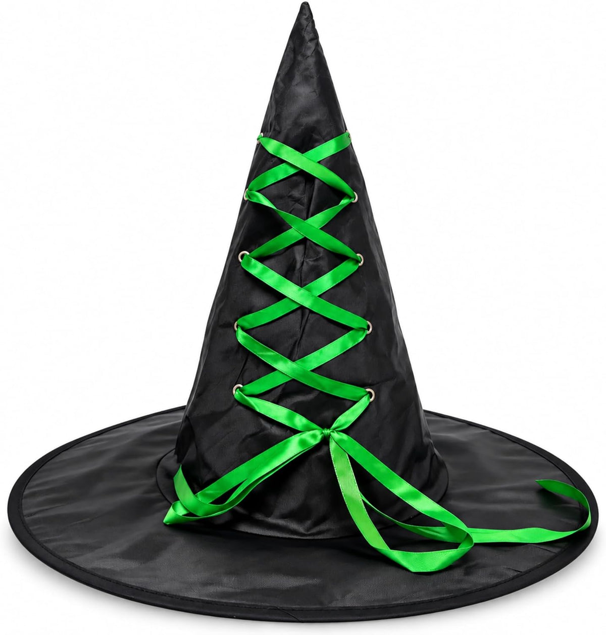 Black Halloween Witch Hat with Colourful Ribbon 40cm Tall