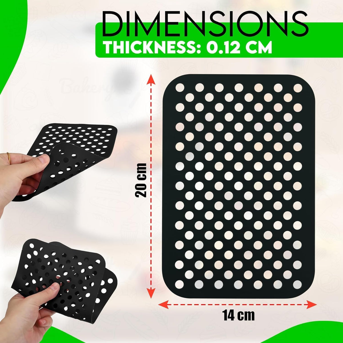 Silicone Air Fryer Mats 20cm Rectangle - 2Pcs – view 2