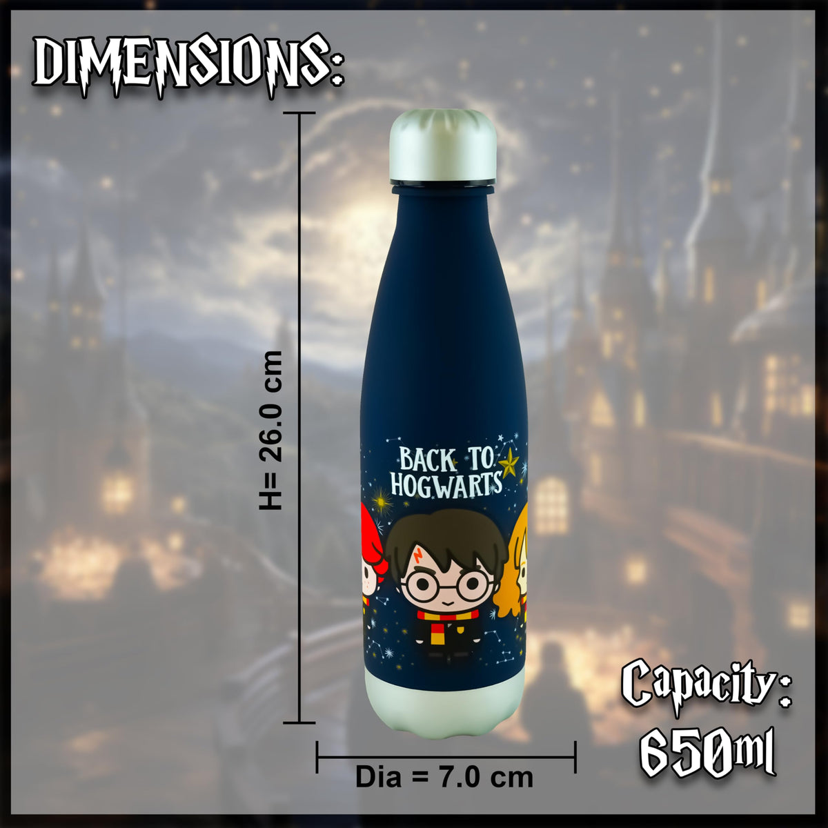 Harry Potter Kids Licensed 650ml Soft Touch Leak-Proof Water Bottle – view 2