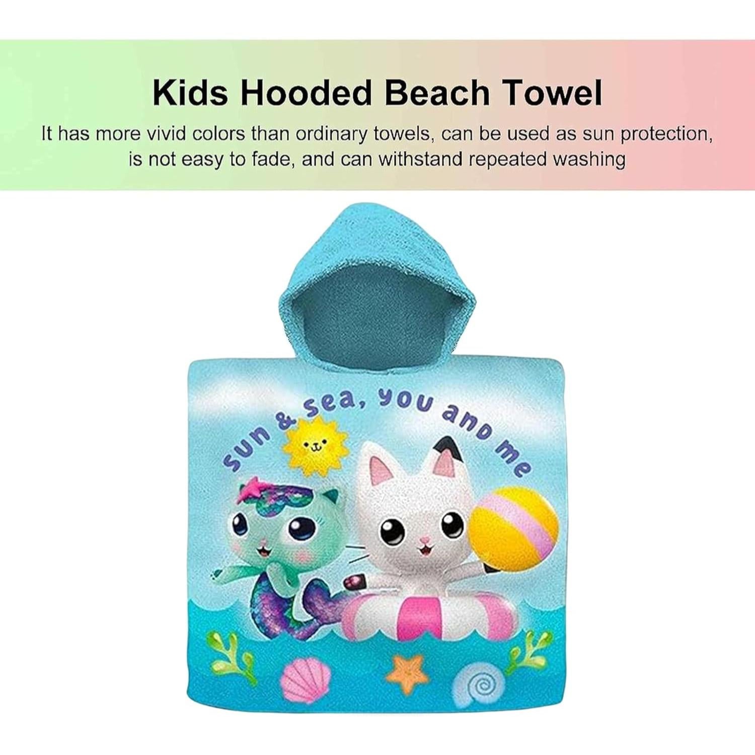 Kids Hooded Towel Poncho Cotton 120cm - Assorted