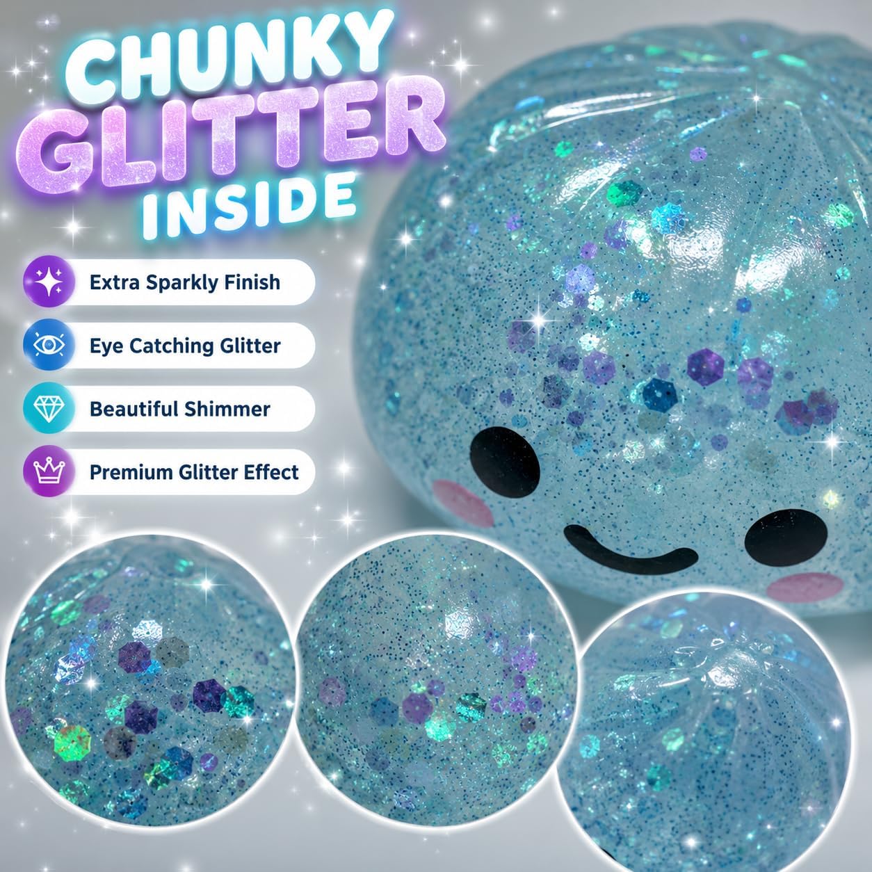 8.5cm Chunky Glitter Dumpling Toy