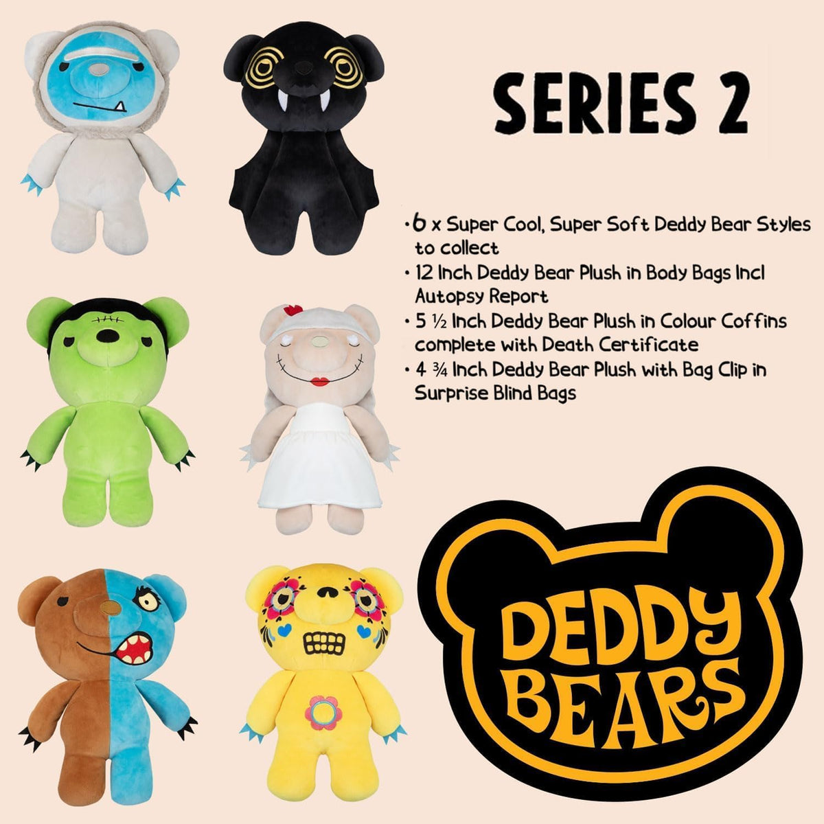 Frankenbear Halloween Plush Deddy Bears Zip Body Bag - 30cm Series 2