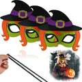 3x Felt Witch Halloween Masks with Adjustable Elastic Strap