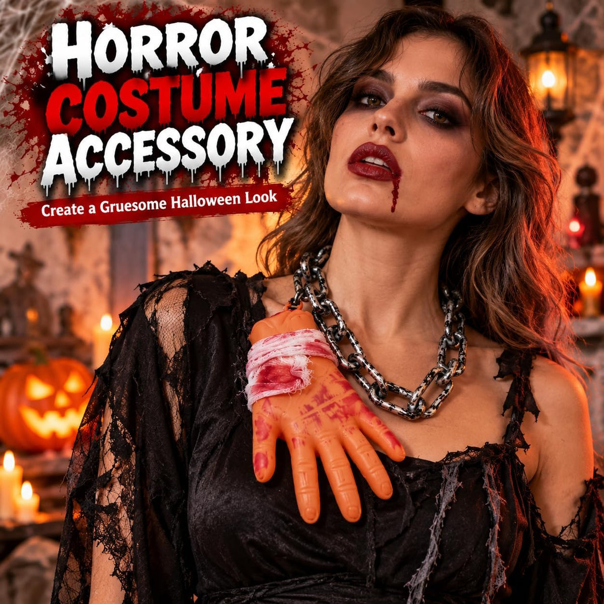 Halloween Severed Hand Decoration with Plastic chain