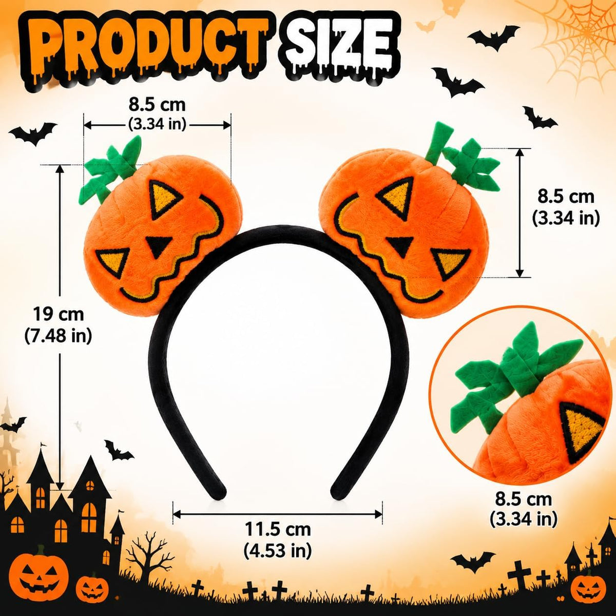 19cm Halloween Plush Pumpkin Headband