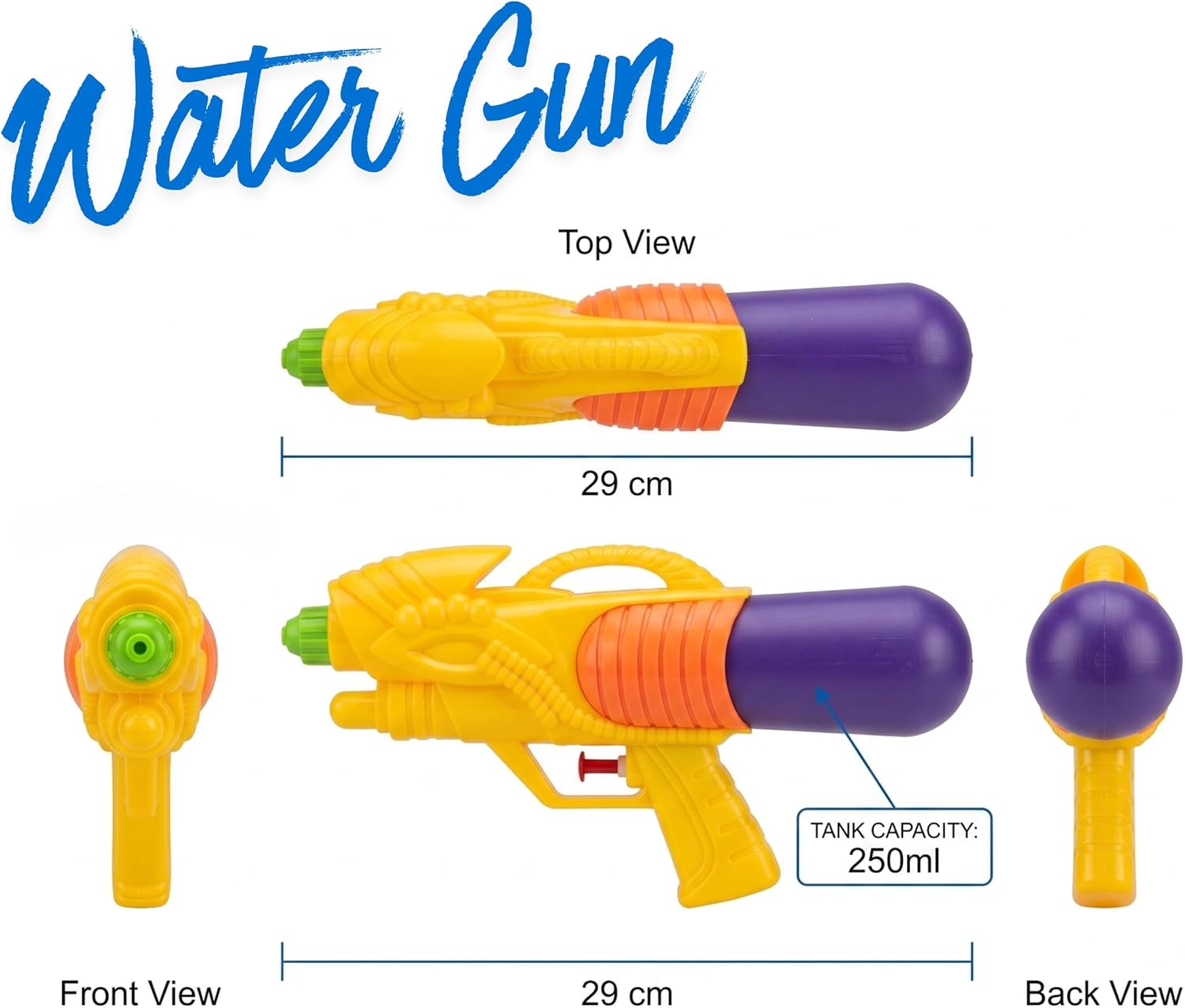 29cm Kids 250ml Refillable Water Gun – 7M Range