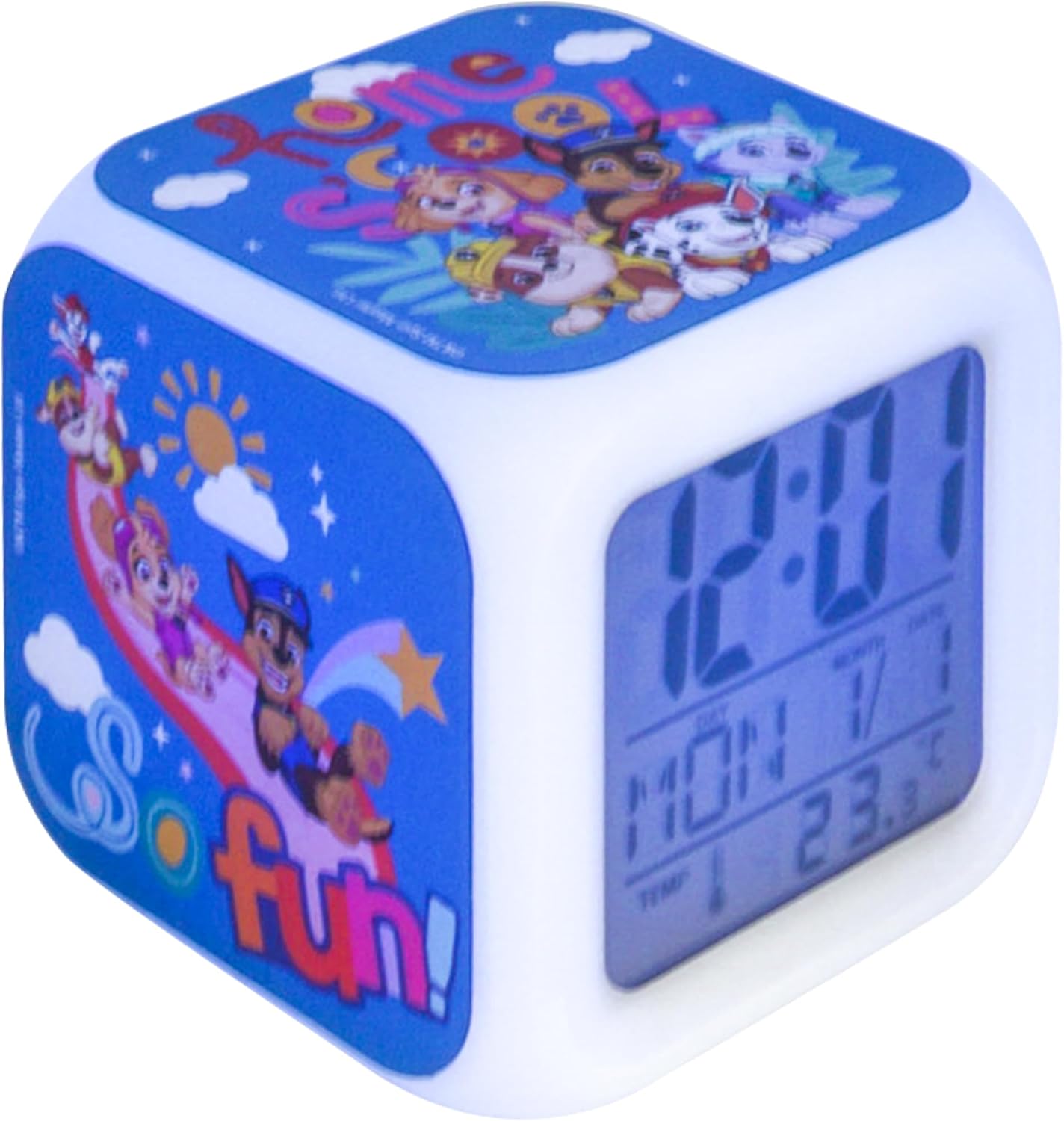Paw Patrol 8cm Colour Changing Night Light Alarm Clock