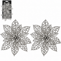 2Pcs Christmas Poinsettia Ornaments 15cm