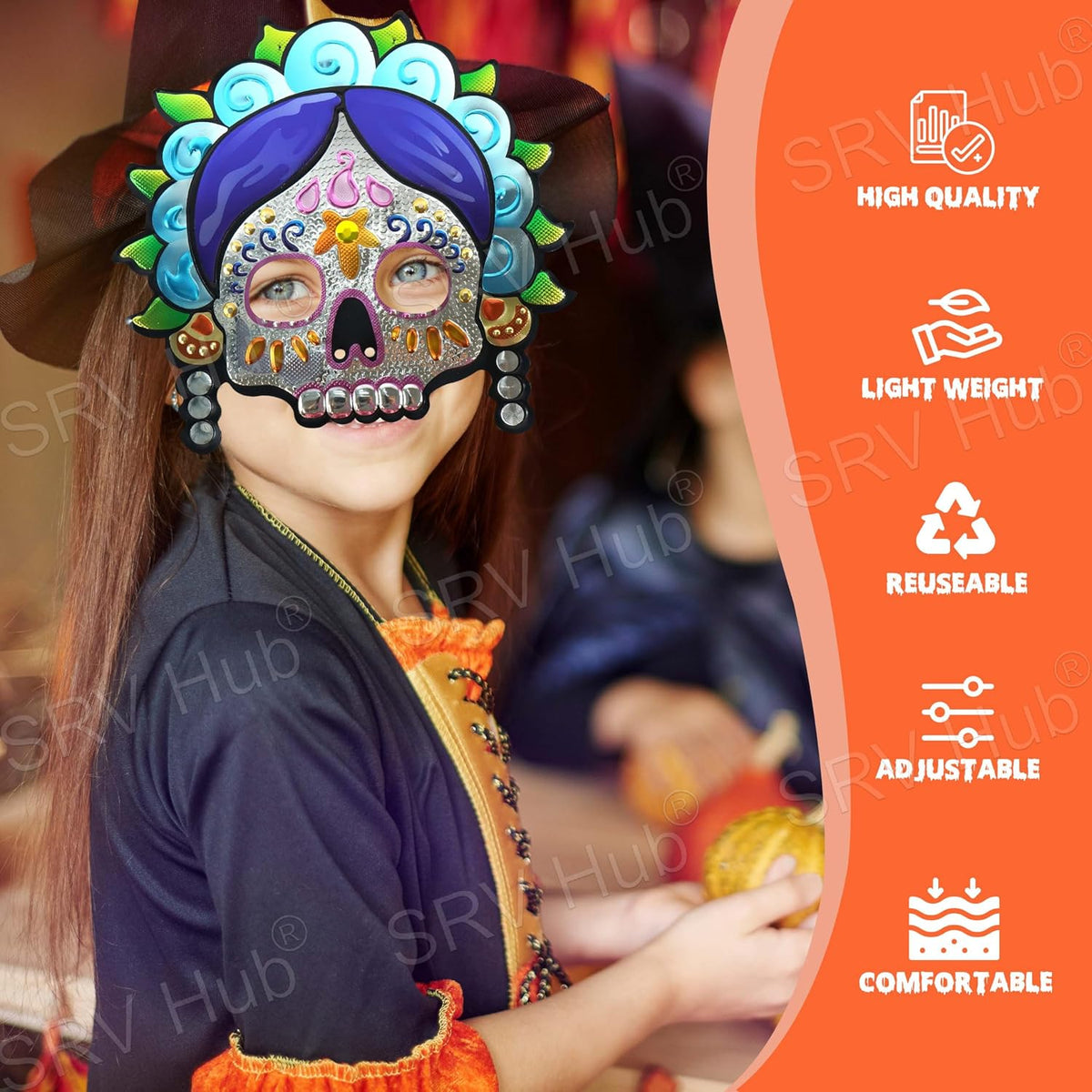 Halloween Costume Party Supplies Face Mask - 1x Random