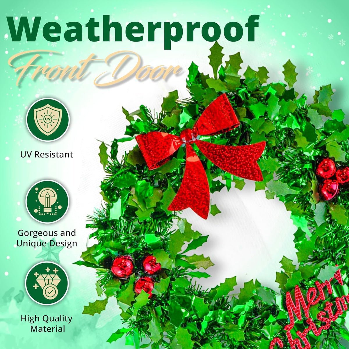 Christmas Home Door Tinsel Wreath 21cm