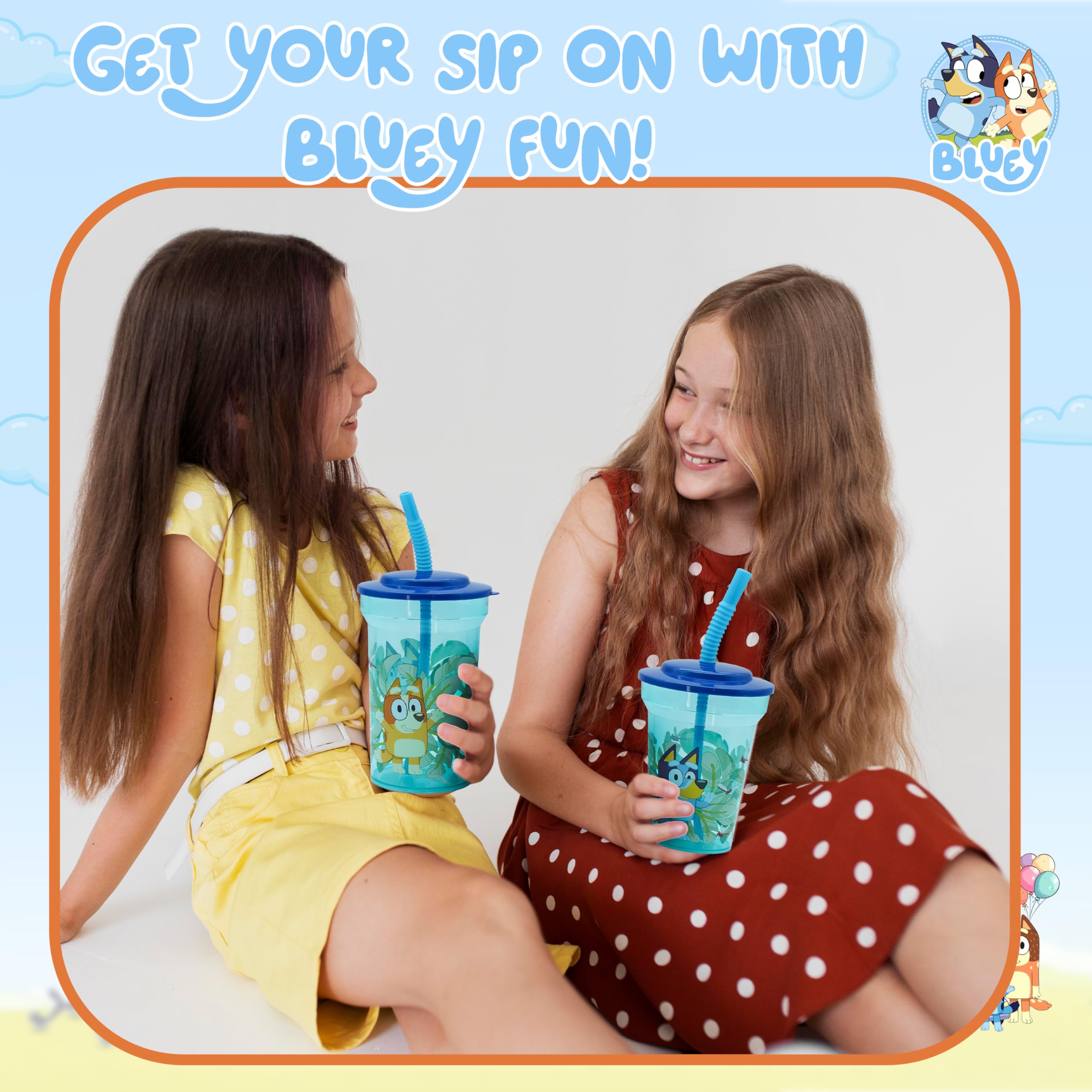 Kids Water Tumbler with Straw, 460ml