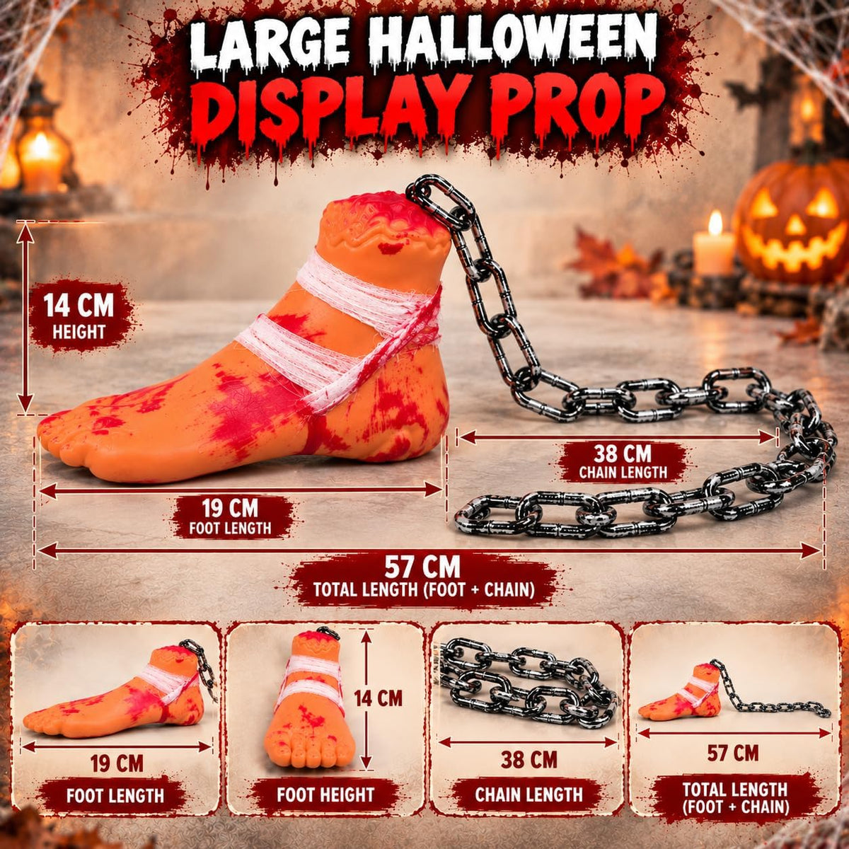 Halloween Severed Foot Decoration with Plastic Chain