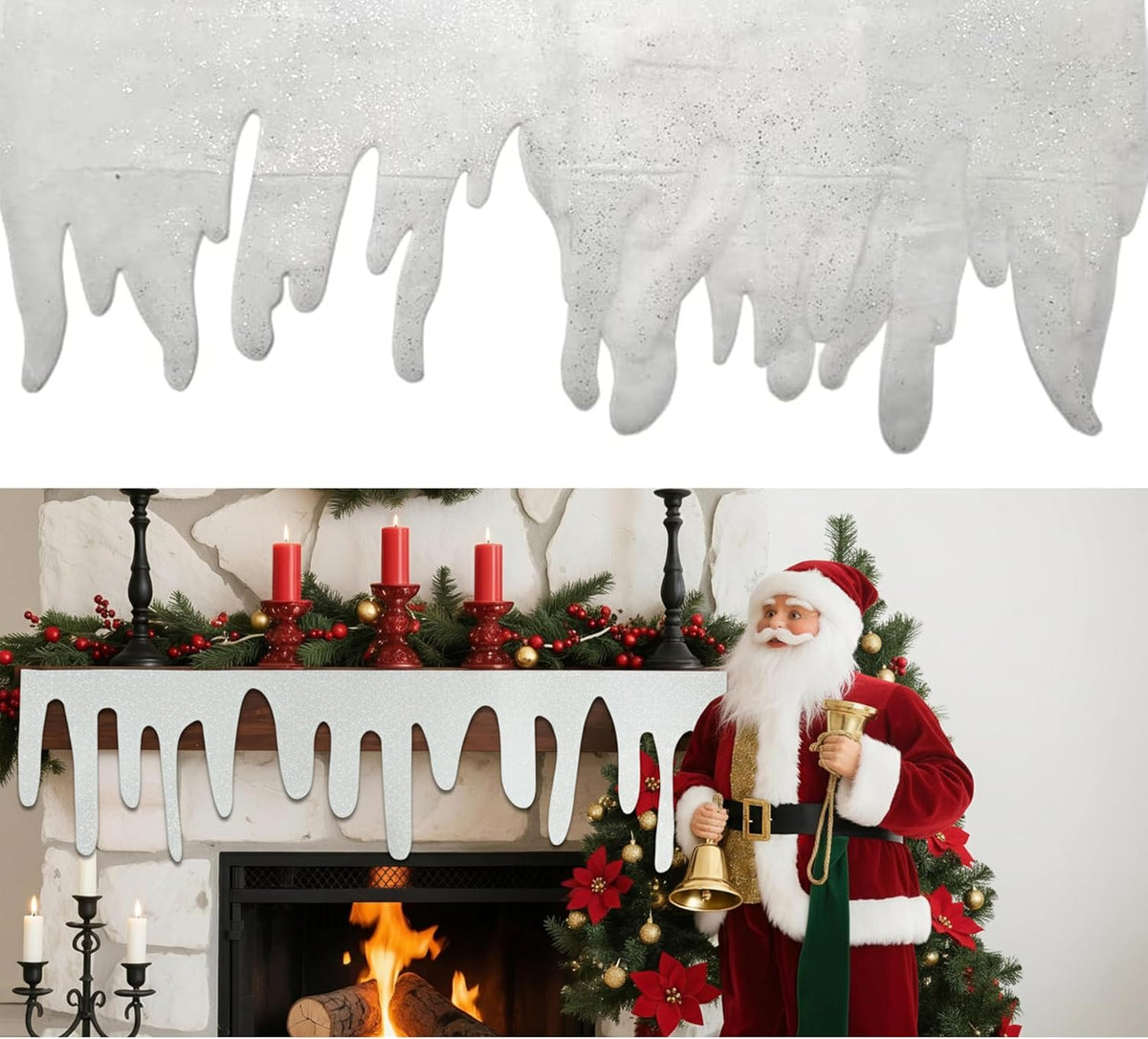 Christmas Artificial Fake Snow Icicle Garland for Festive Crafts