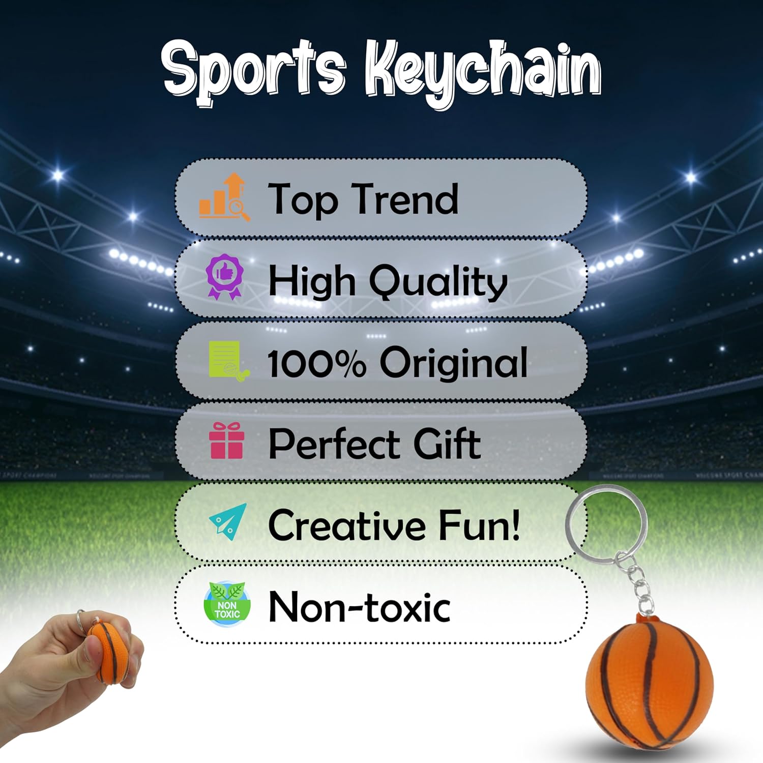 9cm Foam Sports Ball Keyring