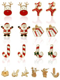 6 Pairs Christmas Santa and Gift Design Earrings- 1.8cm