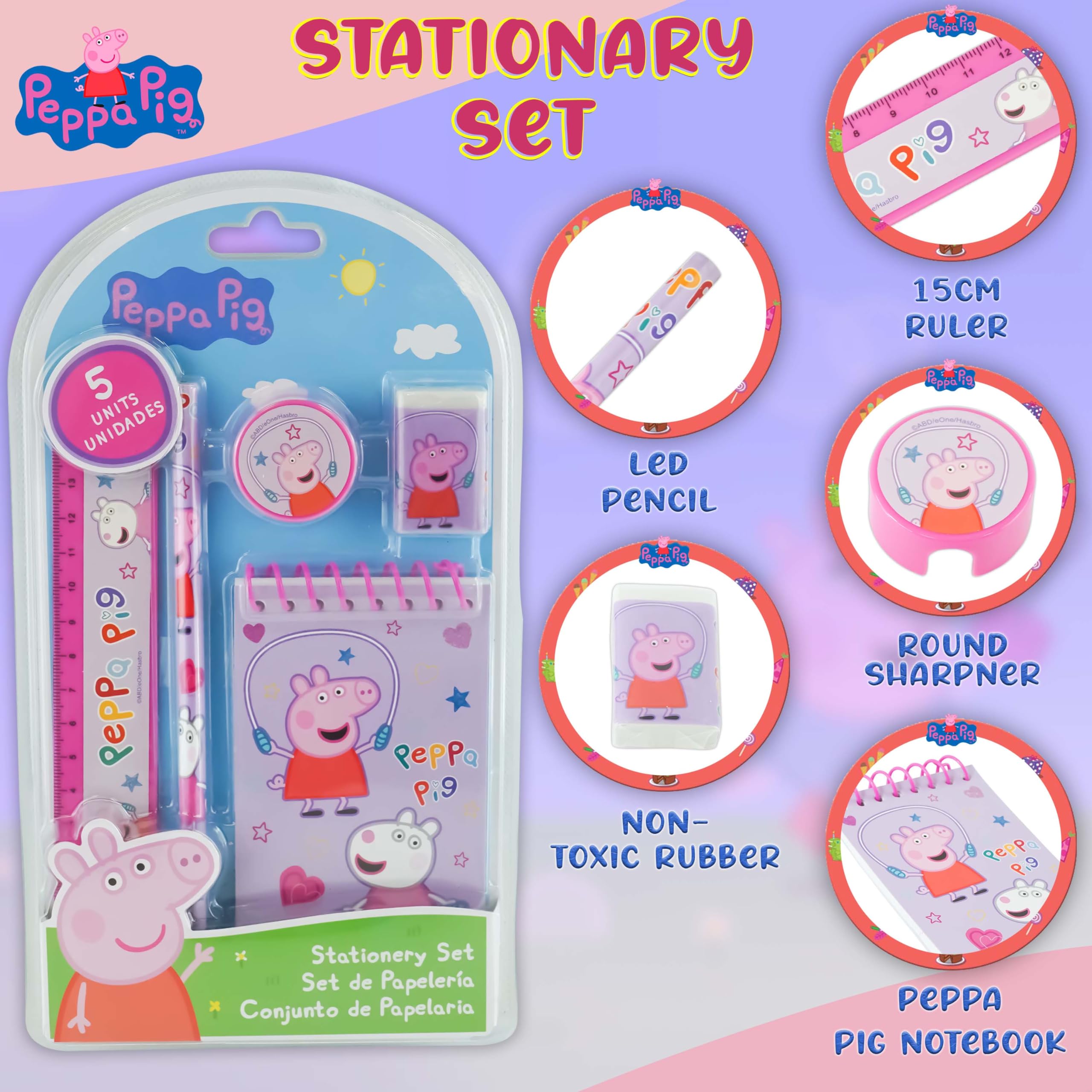 5PCs School Stationery Set - Assorted