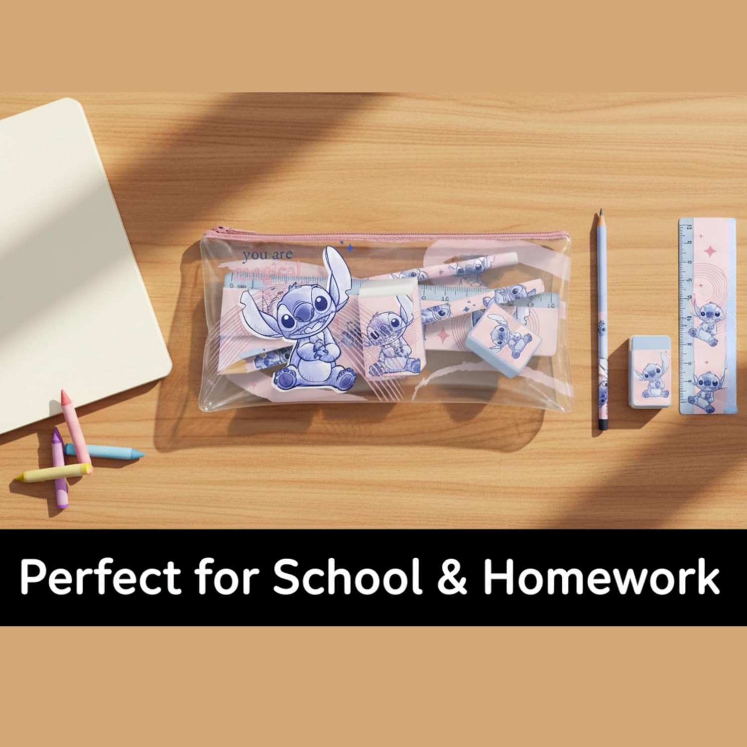 5Pcs Kids Stationery Set with 18cm Pencil Case
