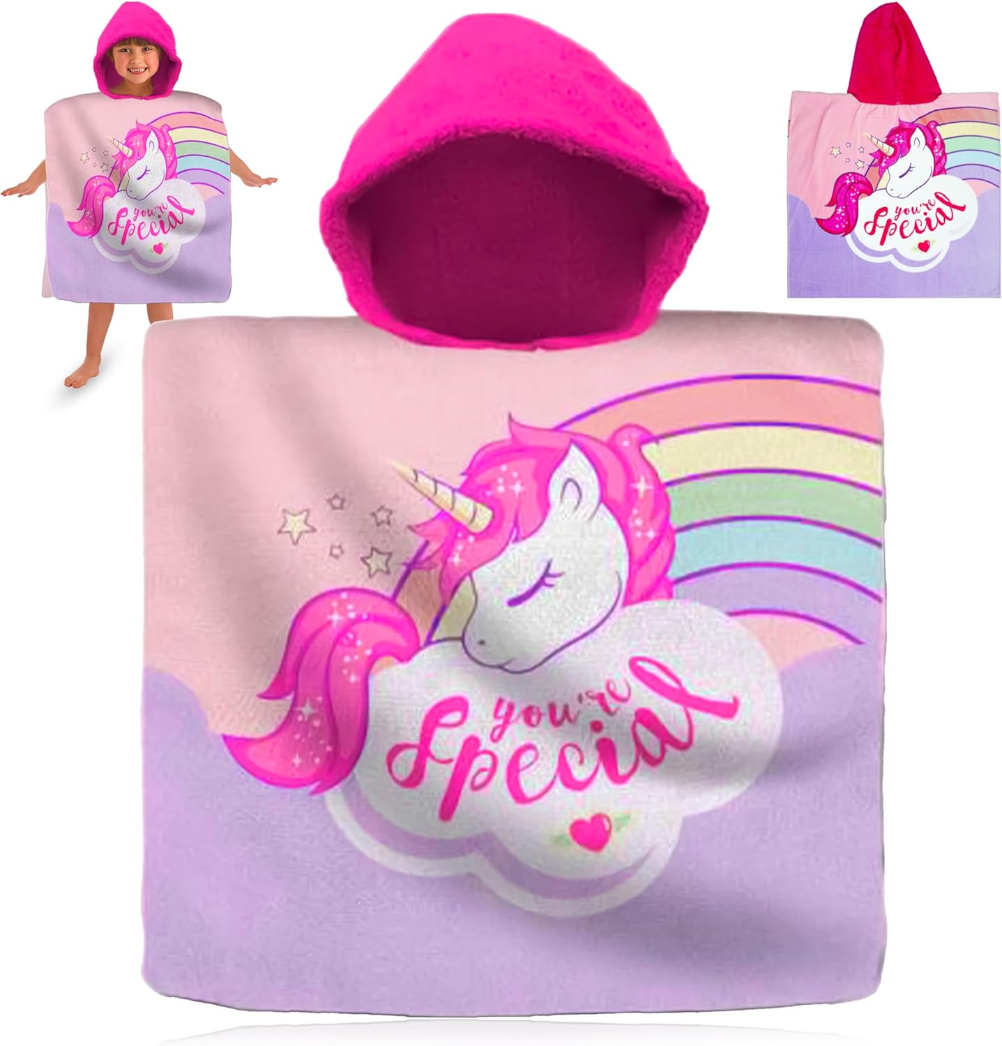 Kids Hooded Towel Poncho Cotton 120cm