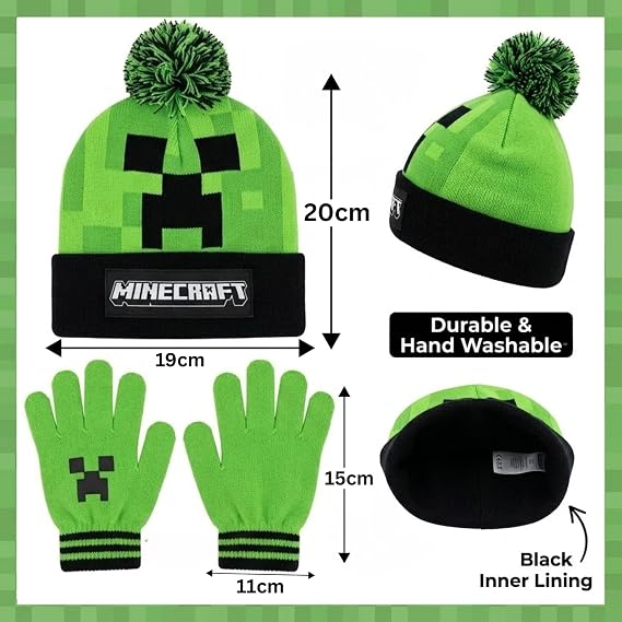 Kids Knitted Bobble Hat & Gloves Set