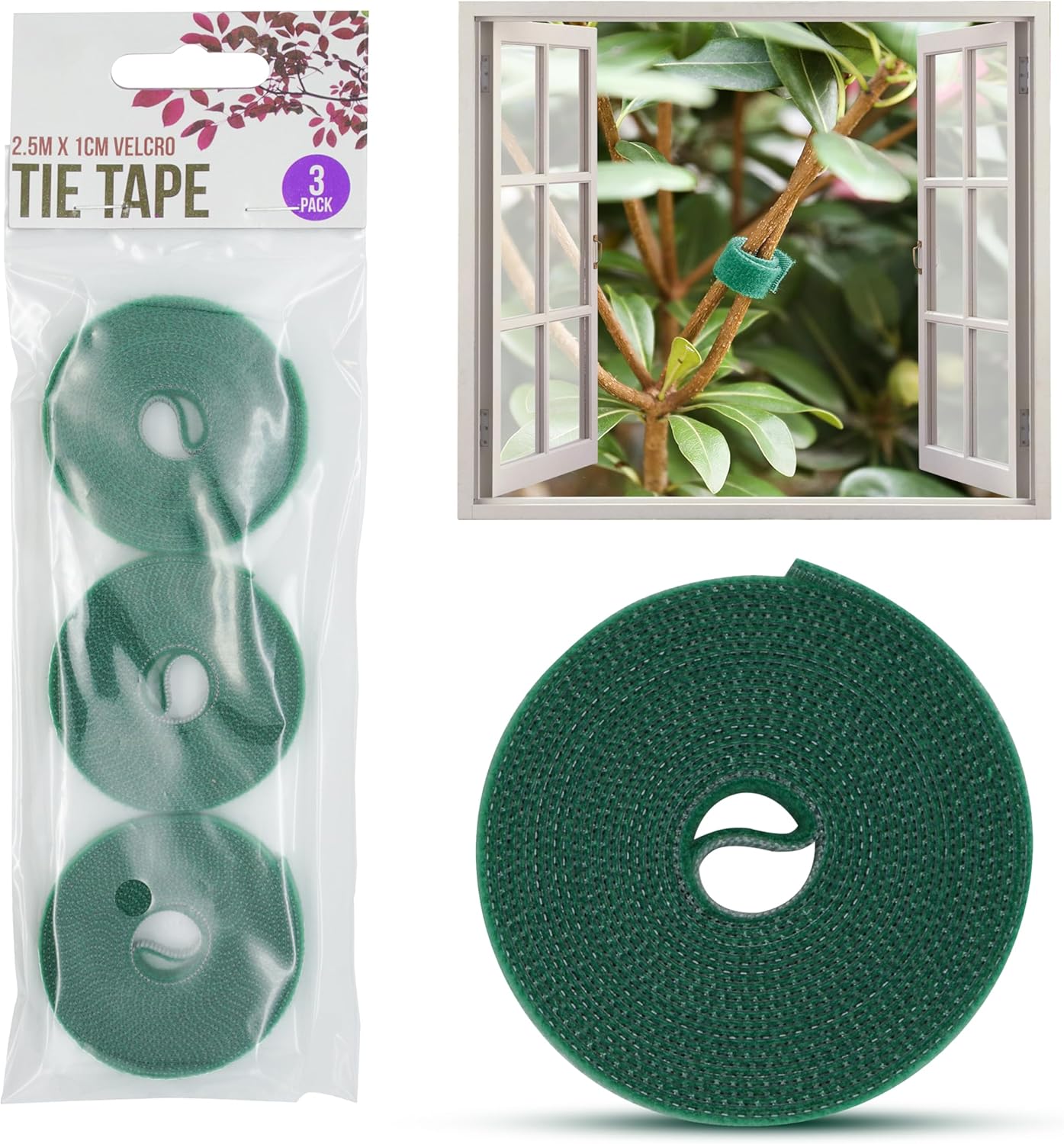 3Pcs Reusable Self Adhesive Plant Tie Tape - 250cm